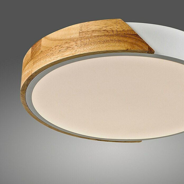 Paul Neuhaus Bila Plafón LED redondo (24 W, Ø x Al: 32 x 55 cm, Blanco/Madera, Blanco cálido) | BAUHAUS
