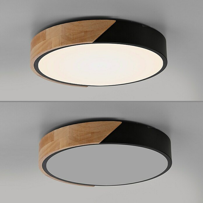 Paul Neuhaus Bila Plafón LED redondo (24 W, Negro/Madera, Blanco cálido) | BAUHAUS
