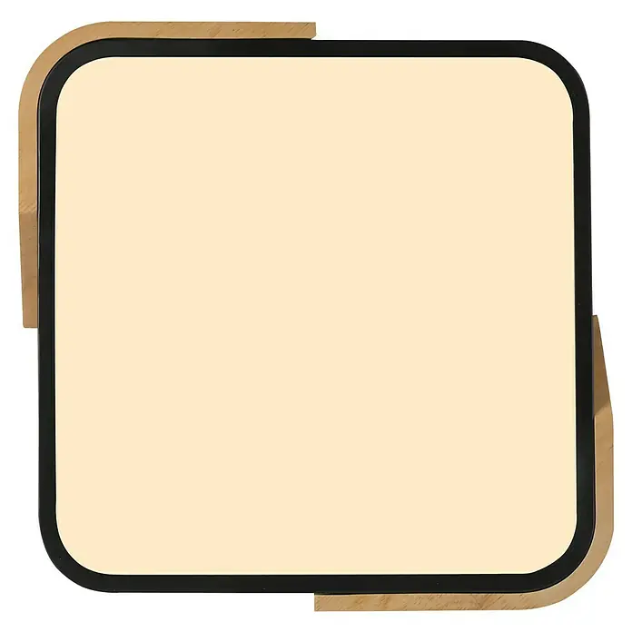 Paul Neuhaus Bila Plafón LED - 24 W, L x An x Al: 32 x 32 x 55 cm, Negro/Madera, Blanco cálido - Lámpara de techo cuadrada con marco de madera y borde negro. Perfecta para interiores modernos. Luz suave y difusa para un ambiente agradable.