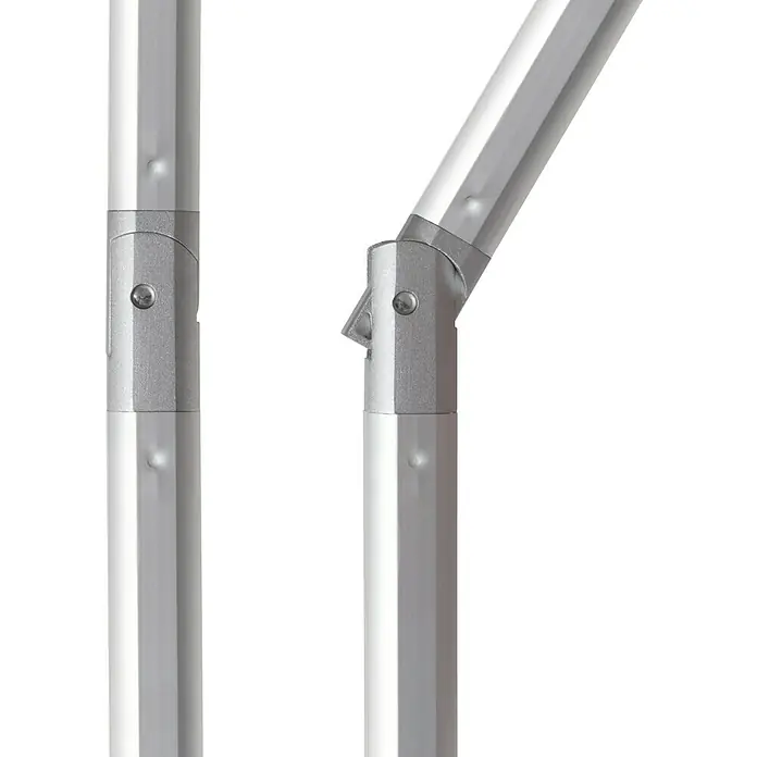 Doppler Expert Marktschirm Auto Tilt - Natur, Bespannungsmaß (L x B): 300 x 200 cm - Detailansicht eines Sonnenschirmgestells aus Aluminium mit beweglichem Gelenk, das Flexibilität beim Ausrichten des Schirms ermöglicht.