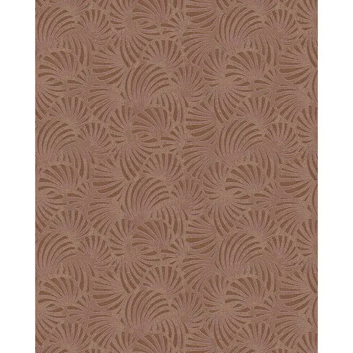 Marburg Nabucco Vliestapete Muscheloptik - Rot, Grafisch, 10,05 x 0,53 m - Elegantes braunes Hintergrundmuster mit geschwungenen Blattmotiven für stilvolle Designs oder Texturen, die Wärme und Tiefe verleihen.