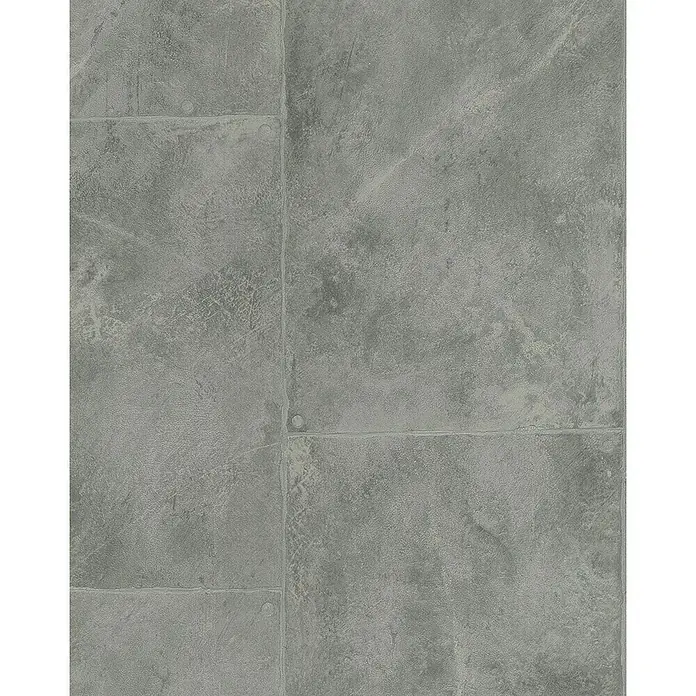 Marburg Loft Vliestapete Fliesenoptik - Grau, Fliesenoptik, 10,05 x 0,53 m - Graue Bodenfliese mit strukturierter Oberfläche, ideal für moderne Innenräume und strapazierfähige Bereiche, mit feinen Fugen und dekorativen Details.