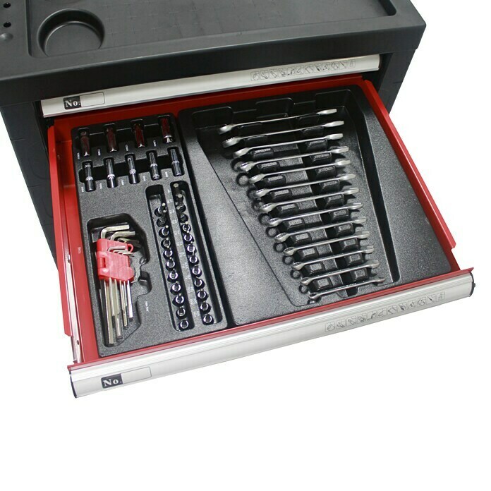 Carro de taller con 130 herramientas (L x An x Al: 47 x 75 x 98 cm, Metal, Rojo)