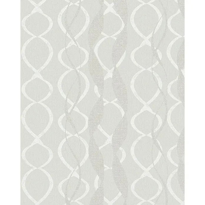 Marburg La Vie Vliestapete - Grau/Beige, Grafisch, 10,05 x 0,53 m - Ein elegantes Tapetenmuster in sanften Grautönen mit einem verschlungenen, wellenförmigen Design, das jedem Raum eine subtile Textur verleiht.