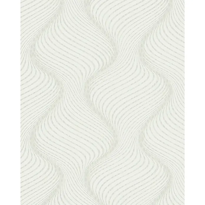 Marburg La Veneziana III Vliestapete Welle - Beige/Weiß, Wellen, 10,05 x 0,53 m - Elegante Tapete mit weißem Wirbelmuster. Dezente Linienführung erzeugt eine stilvolle, moderne Optik für jeden Raum.