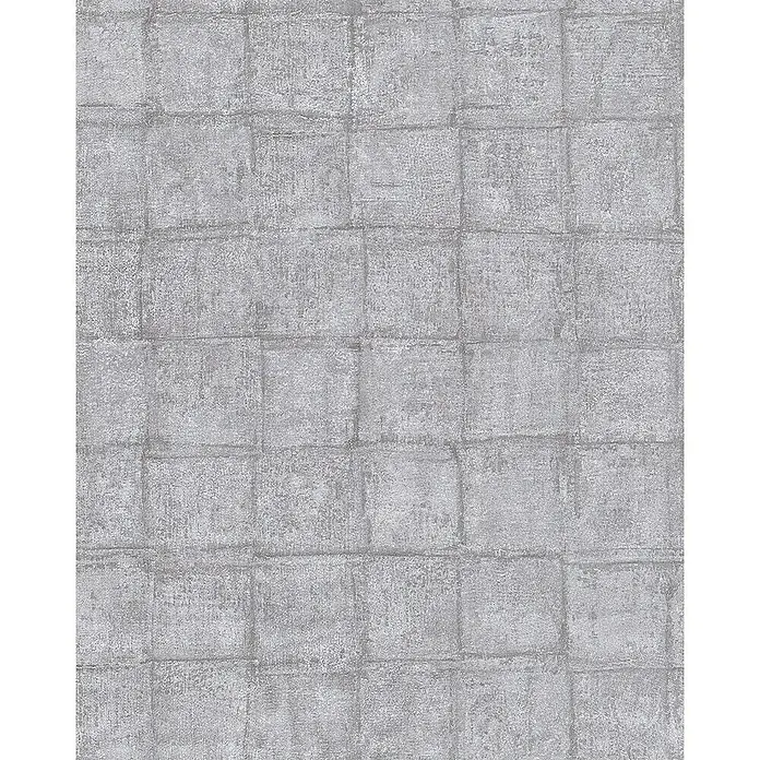 Marburg Casual Vliestapete Karomuster - Braun/Grau, Grafisch, 10,05 x 0,53 m - Graue Raufasertapete mit quadratischem Muster, ideal für moderne Innenräume und als neutraler Hintergrund.