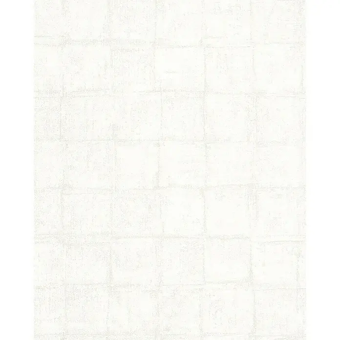 Marburg Casual Vliestapete Karomuster - Greige, Grafisch, 10,05 x 0,53 m - Ein quadratisches Muster auf weißem, strukturiertem Hintergrund erzeugt eine subtile, moderne Optik. Ideal für dezente Raumgestaltung.