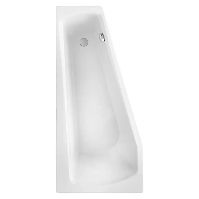 Ottofond Raumsparbadewanne Bari Mod. B - 160 x 75 cm, Sanitäracryl, Weiß, Links - Hochformatige Aufnahme einer weißen Badewanne mit Überlauf und Abfluss, ideal für kleine Badezimmer und komfortable Entspannung.