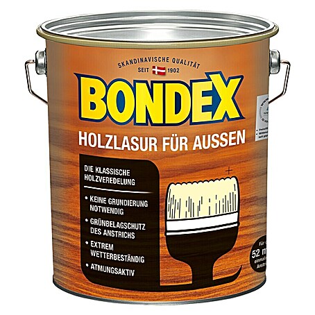 Bondex Holzlasur für Außen (Mahagoni, 4 l, Seidenmatt)