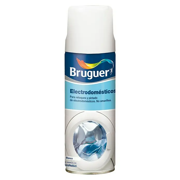 Bruguer Pintura decorativa en spray Electrodomésticos - Blanco, Brillante, 400 ml - Un aerosol de pintura Bruguer Electrodomésticos Blanco, ideal para retoques y pintado de electrodomésticos, no amarillea.