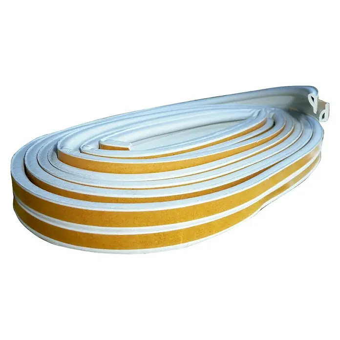 Burlete para ventanas Formato P - Blanco, Largo: 6 m, Desajustes de 1 - 3,5 mm - Rollo de cinta de sellado con superficie adhesiva para puertas y ventanas, ideal para aislamiento térmico y acústico.