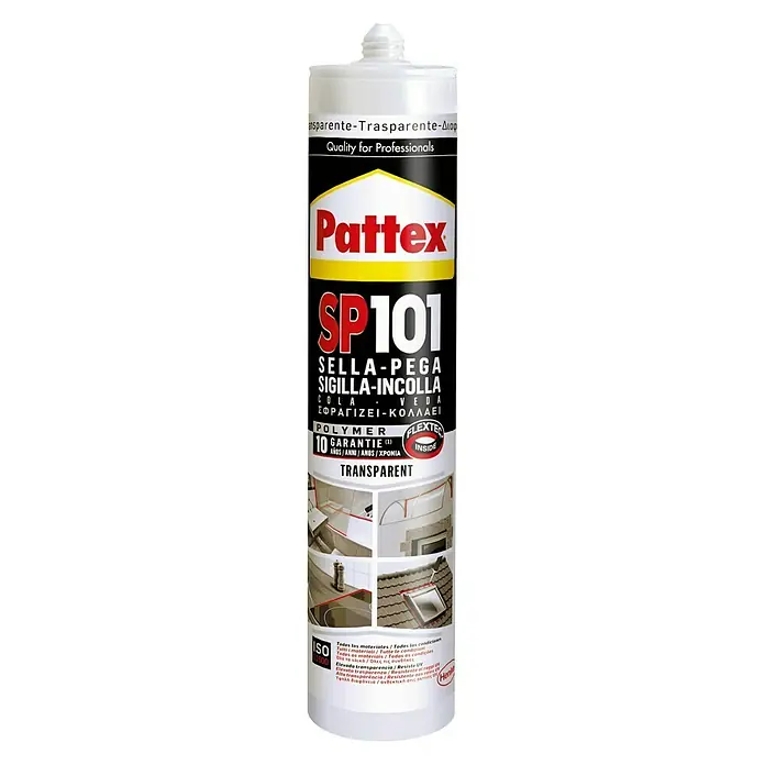 Pattex Sellador SP 101 - Transparente, 280 ml - Cartucho de sellador transparente Pattex SP101, ideal para profesionales. Fórmula de polímero de alta calidad para sellados duraderos.