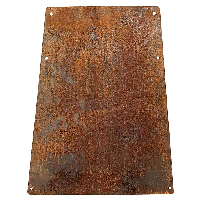 Remundi Seitenblende Zelos S - Stahl, Passend für: Remundi Holzkohlegrill Zelos S - Rostiges Metallschild mit Befestigungslöchern, ideal für Vintage-Dekorationen und DIY-Projekte. Perfekt für den Innen- und Außenbereich geeignet.