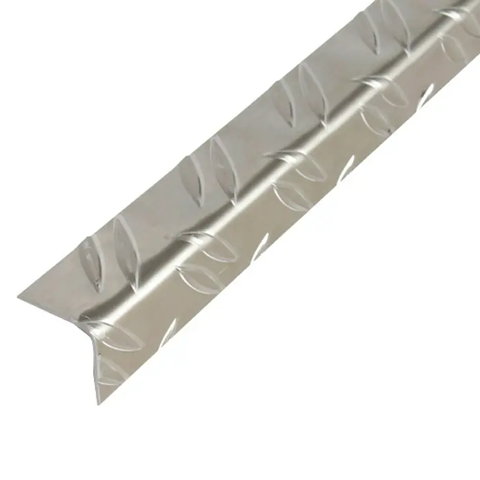 Kantoflex Perfil angular - 2.000 x 35,5 x 35,5 mm, Espesor: 1,5 mm, Plateado - Perfil de ángulo de aluminio para peldaños con patrón de placa de rodadura, ideal para escaleras seguras y antideslizantes.