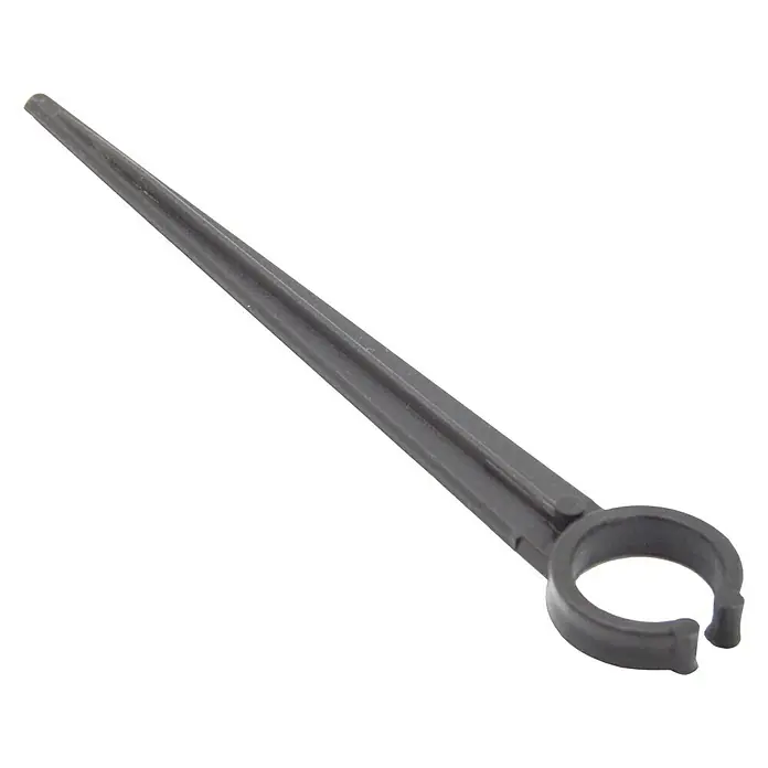 Difusor con rosca abierto - 16 mm, 25 ud. - Primer plano de una llave de ajuste de aspersores de plástico negro para sistemas de riego eficientes.