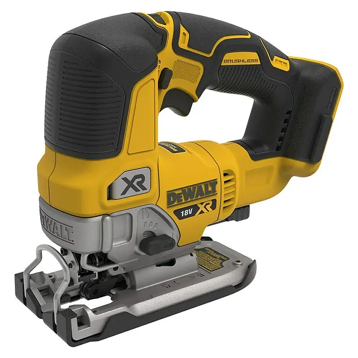 DeWalt XR 18V Sierra de calar a batería con acción pendular DCS334NT - 18 V, Sin batería, Número de carreras marcha en vacío: 3.200 /min - Sierra de calar inalámbrica DEWALT con diseño amarillo y negro, ideal para trabajos de madera precisos.