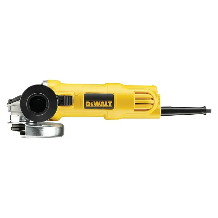 DeWalt Elektro-Winkelschleifer DWE4057 - 800 W, Durchmesser Scheibe: 125 mm, Leerlaufdrehzahl: 11.800 U/min - Abbildung eines gelben DeWalt-Winkelschleifers, ein unverzichtbares Werkzeug für Schleif- und Trennarbeiten in Werkstätten.