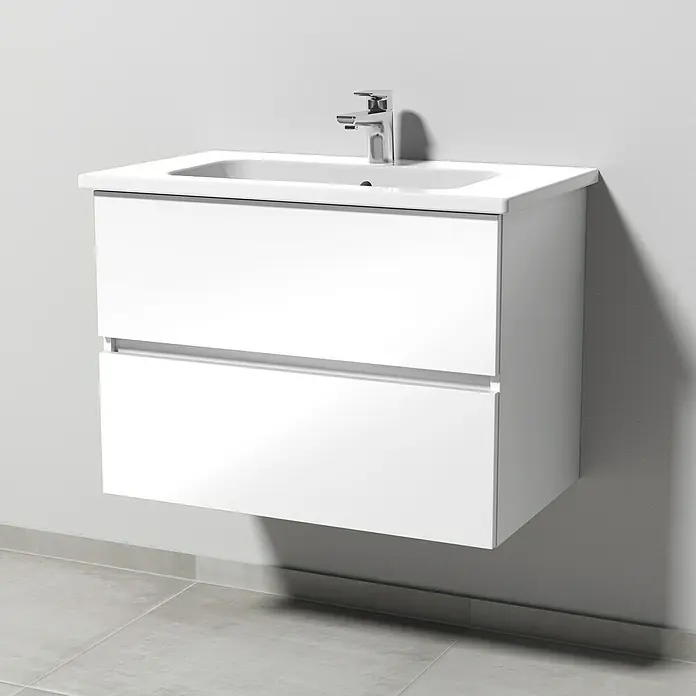 Sanipa Badmöbel-Set Solo One Euphoria - 78 cm, Weiß - Elegantes Waschbecken mit Unterschrank in Weiß. Das Möbelstück ist schwebend montiert und besticht durch sein modernes Design.