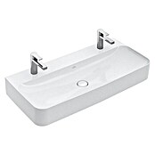 Villeroy & Boch Finion Doppelwaschtisch (100 x 47 cm, Beckenunterseite geschliffen, Mit schmutzabweisender Glasur, Keramik, Weiß)