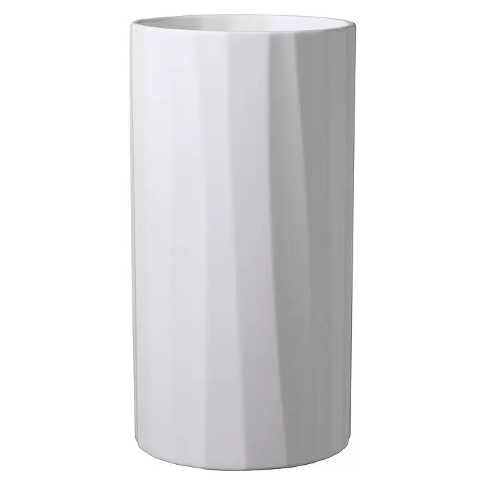 Soendgen Keramik Vase Umea Pure - Ø x H: 11 x 21 cm, Keramik, Weiß - Weißer, hoher, gerippter zylindrischer Halter oder Vase.