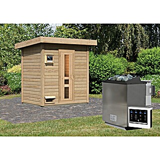 Karibu Saunahaus Hytti (9 kW Bio-Saunaofen mit externer Steuerung, L x B x H: 146 x 196 x 228 cm, Natur)