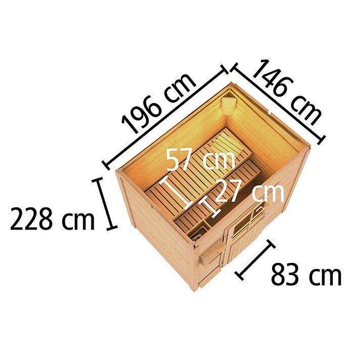 Karibu Saunahaus Hytti (Ohne Ofen, L x B x H: 146 x 196 x 228 cm, Natur) | BAUHAUS