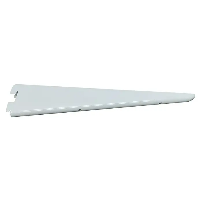 Regalux U-Träger E 32 - Länge: 27 cm, Weiß - Nahaufnahme einer weißen Regalkonsole mit präzisen Details, die eine elegante und stabile Lösung für die Wandmontage bietet.