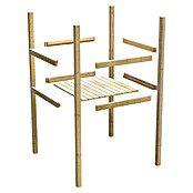 Karibu Kinderspielturm Benjamin (L x B x H: 244 x 198 x 309 cm, Naturbelassen, Mit roter Rutsche & Klettergerüst) | BAUHAUS