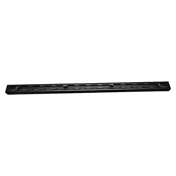 Regalux Wandschiene E32 - Länge: 95 cm, Zweilochsystem, Stahl, Schwarz - Schwarze Handschiene mit Aussparungen für eine bessere Griffigkeit und verbesserte Kontrolle bei der Handhabung.