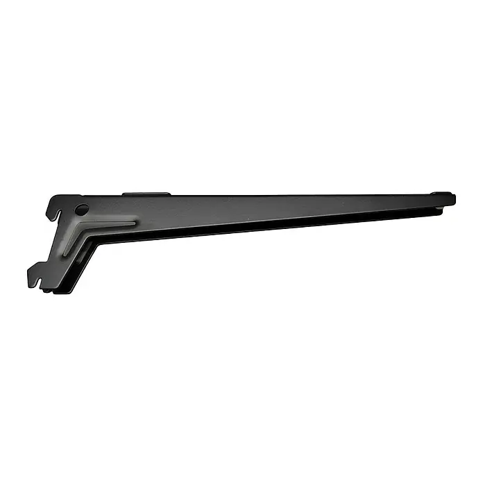 Regalux Winkelträger S 50 - Länge: 33 cm, Schwarz, 2 Stk. - Schwarze Regalkonsole aus Metall mit stabilen, verzahnten Streben für eine sichere Wandmontage und zuverlässige Lastverteilung.