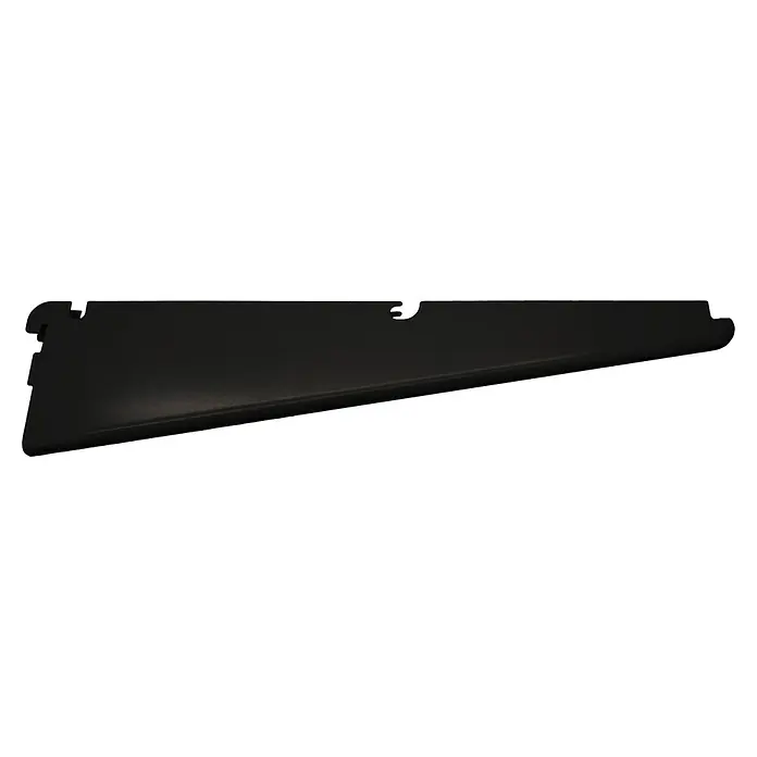 Regalux U-Träger E 32 - Länge: 32 cm, Schwarz - Schwarze Regalschiene zur Wandmontage mit geradem Design und Aussparungen für flexible Regalböden.