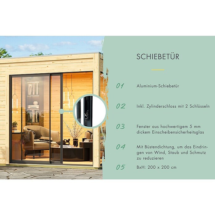 Karibu Saunahaus Monterey (L x B x H: 216,3 x 573,5 x 244,1 cm, Schwarz) | BAUHAUS