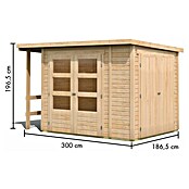 Karibu Gerätehaus Multi (Außenmaß inkl. Dachüberstand (B x T): 300 x 186,5 cm, Holz, Natur) | BAUHAUS