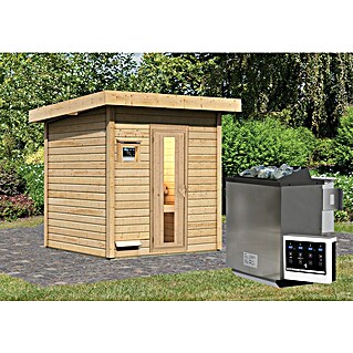 Karibu Saunahaus Hytti (9 kW Bio-Saunaofen mit externer Steuerung, L x B x H: 196 x 196 x 228 cm, Natur)