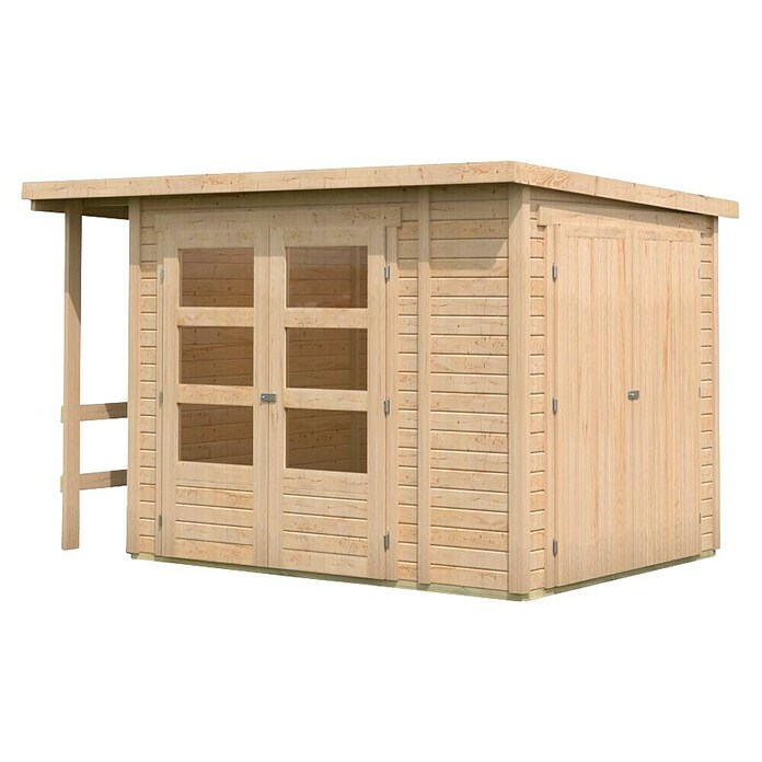 Karibu Gerätehaus Multi (Außenmaß inkl. Dachüberstand (B x T): 300 x 186,5 cm, Holz, Natur) | BAUHAUS