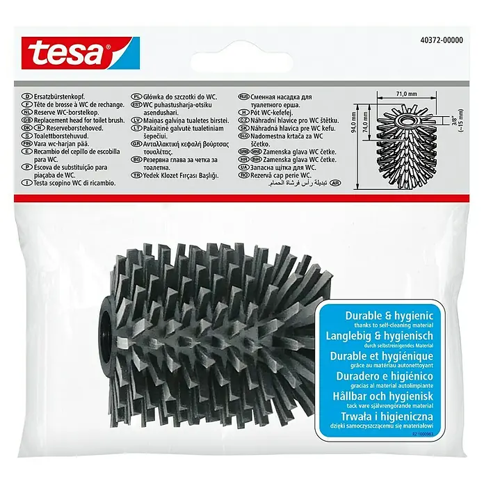 Tesa Ersatzbürstenkopf - Ohne Rohr, Thermoplast, Anthrazit - Bild einer Tesa WC-Bürstenkopf Ersatzbürste, die langlebig, hygienisch und mit selbstreinigendem Material ausgestattet ist.