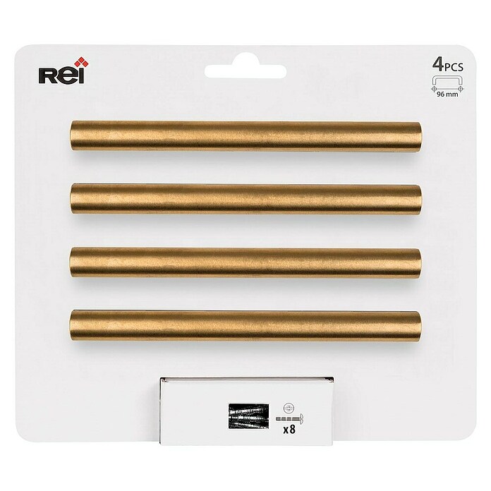Rei Tirador para muebles (Distancia entre orificios: 96 mm, Latón, Brillante, 4 ud.) | BAUHAUS