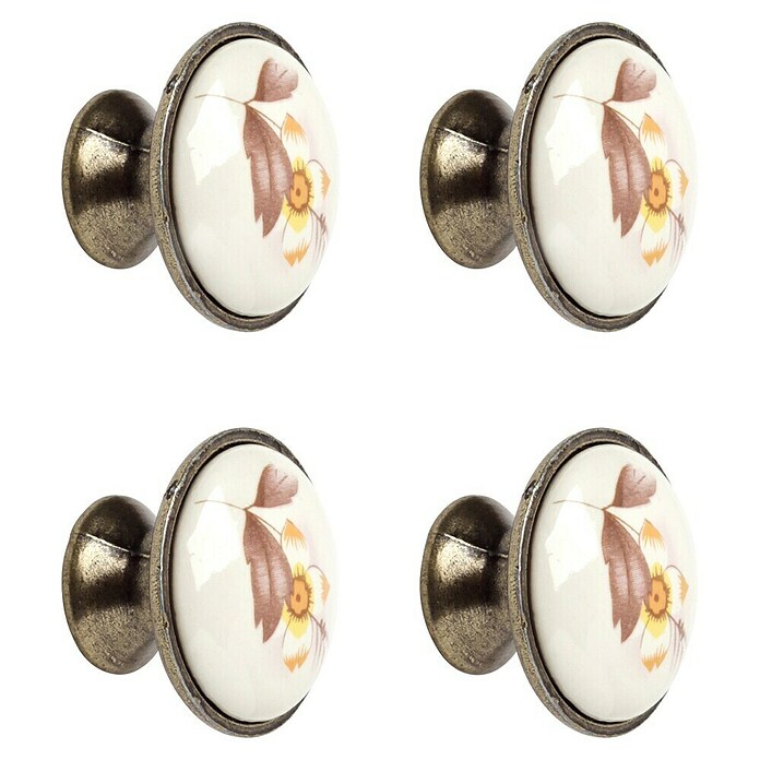 Rei Pomo para muebles (Diámetro: 30 mm, Blanco Flor, Brillante, 4 ud.) | BAUHAUS