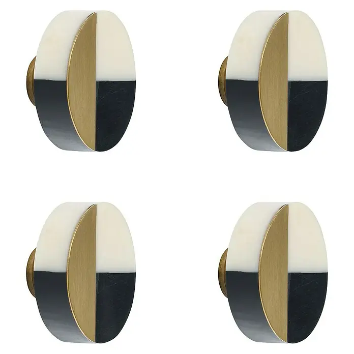 Rei Pomo para muebles - Diámetro: 38 mm, Latón, Brillante, 4 ud. - Cuatro tiradores modernos en blanco, negro y dorado que dan un toque de elegancia a cualquier mueble. Perfectos para una mejora con estilo.