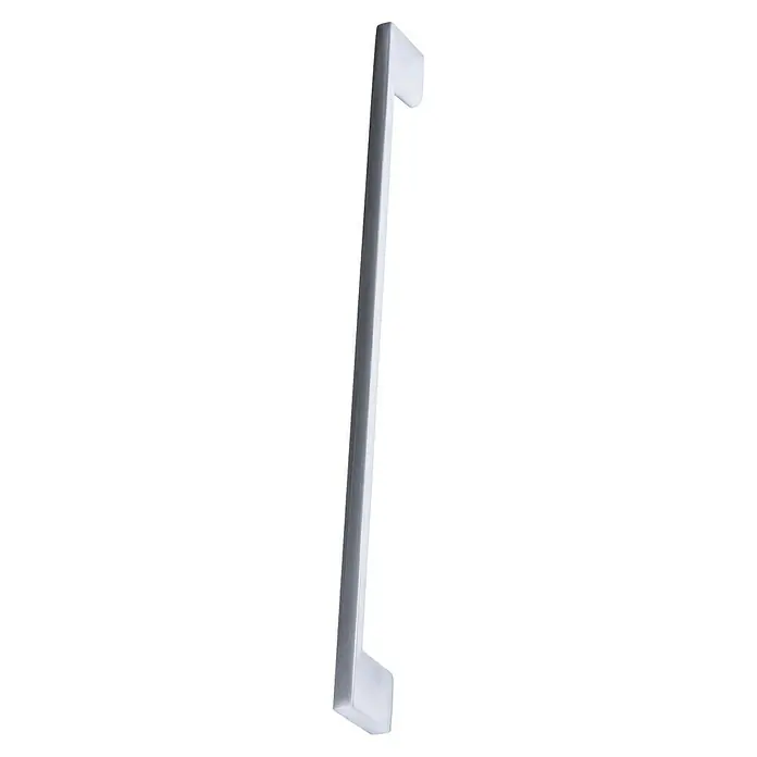 Rei Tirador para muebles 541A - Distancia entre orificios: 256 mm, Cromo, Mate, 2 ud. - Manija de mueble moderna de color plateado con líneas limpias y un diseño minimalista, ideal para interiores contemporáneos.