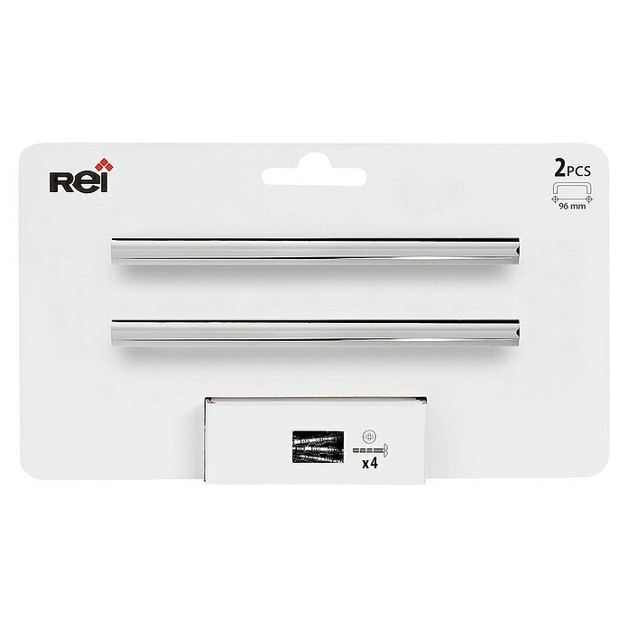 Rei Tirador para muebles 2279 (Distancia entre orificios: 96 mm, Plateado, Brillante, 2 ud.) | BAUHAUS
