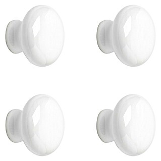 Rei Pomo para muebles (Diámetro: 35 mm, Blanco, 4 ud.)