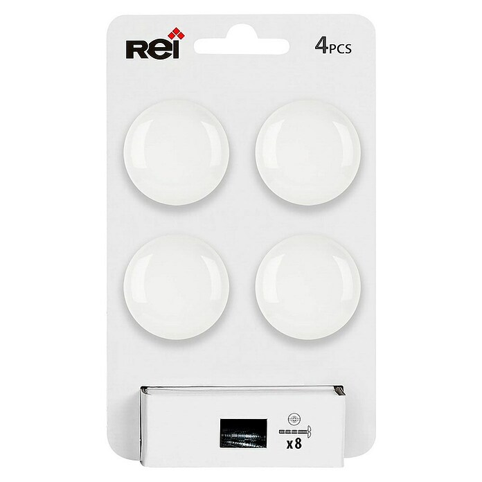 Rei Pomo para muebles (Diámetro: 35 mm, Blanco, 4 ud.) | BAUHAUS