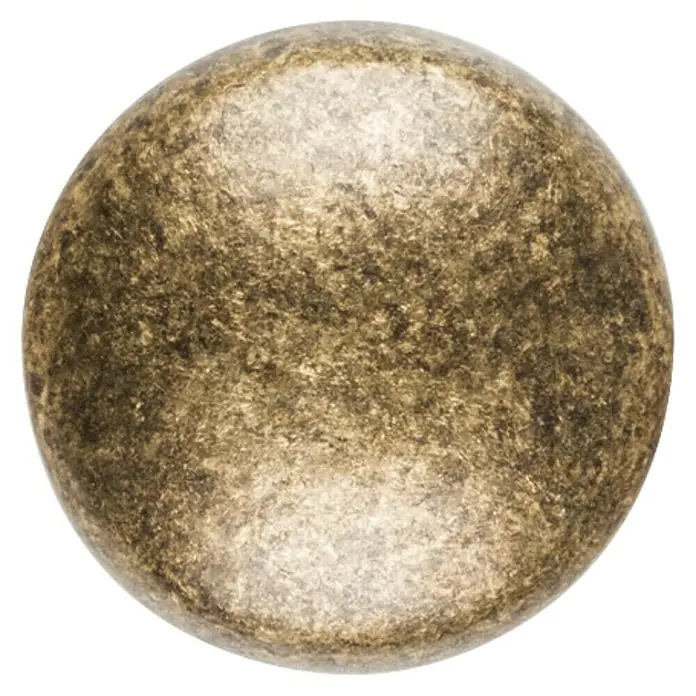 Rei Pomo para muebles - Diámetro: 20 mm, Cuero viejo, 2 ud. - Primer plano de un solo clavo redondo de latón antiguo para muebles con una superficie ligeramente irregular.