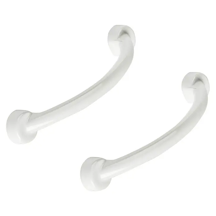 Rei Tirador para muebles - Distancia entre orificios: 64 mm, Blanco, Brillante, 2 ud. - Dos barras de apoyo blancas para bañera que brindan seguridad adicional en el baño y comodidad.