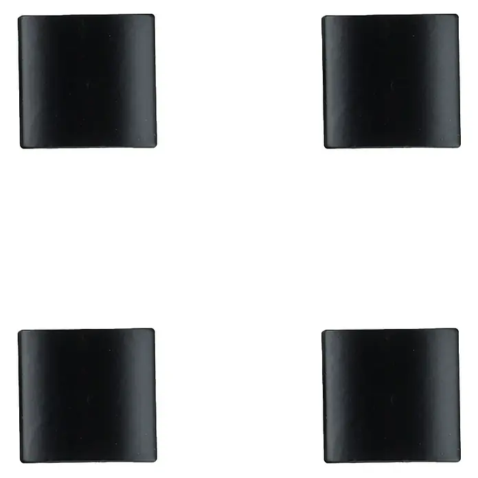 Rei Pomo para muebles - L x An: 20 x 20 mm, Negro, Mate, 4 ud. - Cuatro tapas protectoras de plástico negras y cuadradas, ideales para proteger las patas de sillas o mesas de daños.