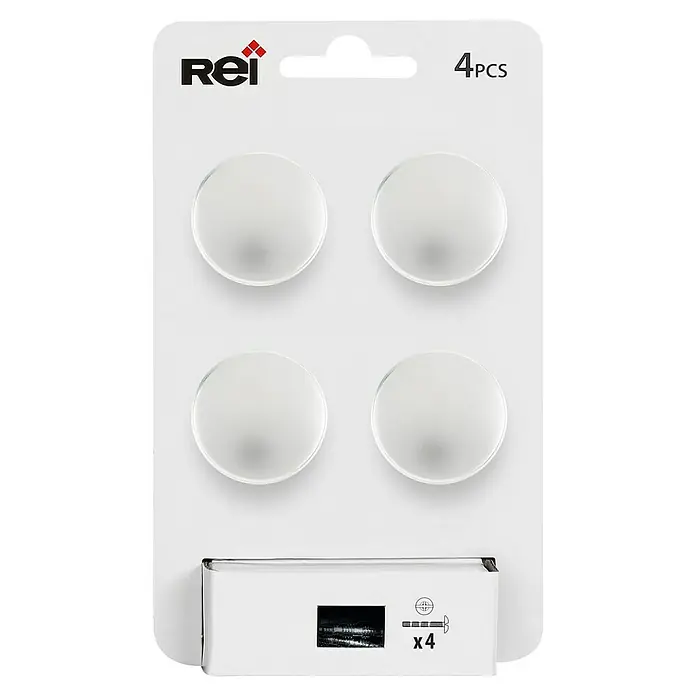 Rei Pomo para muebles - Diámetro: 33 mm, Níquel, Satinado, 4 ud. - Un paquete de protectores de muebles Rei con cuatro protectores redondos de fieltro para proteger los suelos de arañazos.