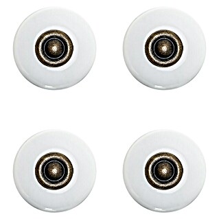 Rei Pomo para muebles (Diámetro: 31 mm, Blanco/Cuero, Brillante, 4 ud.)