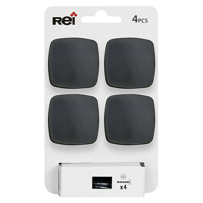 Rei Pomo para muebles (L x An: 40 x 40 mm, Negro, Mate, 4 ud.) | BAUHAUS