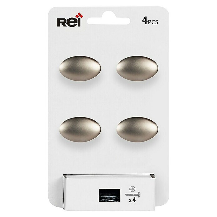Rei Pomo para muebles (L x An: 33 x 18 mm, Níquel, Satinado, 4 ud.) | BAUHAUS